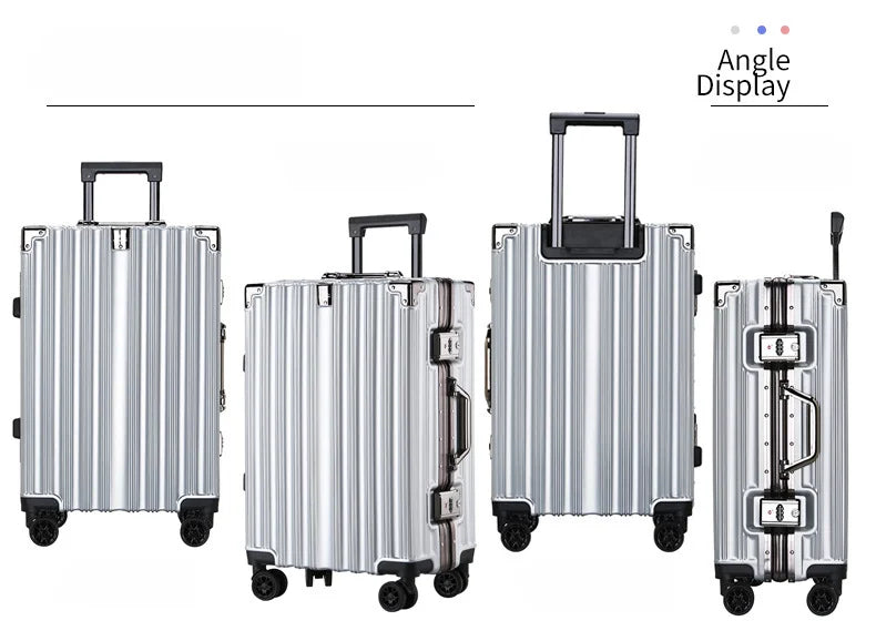 Trolley Luggage Aluminum Frame Rolling Luggage Case 20 24 26 28 inch Travel Suitcase on Wheels Combination Lock Carry on Luggage