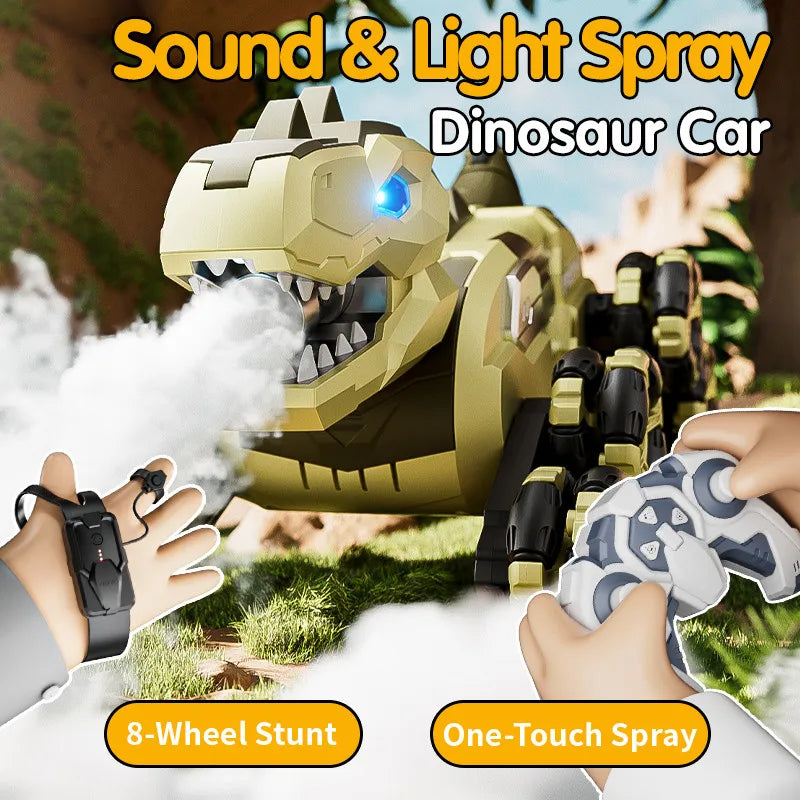 Y12 New Remote Control Dinosaur Stunt Car RC Drift Car Spray Mist Articulated Arms Transforming 8WD Off-Road Vehicle Toy for Kid