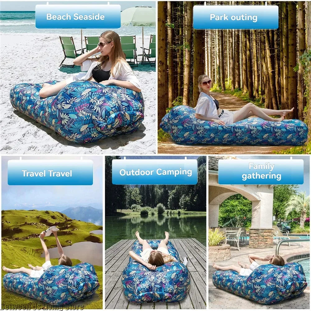 Luxury Inflatable Sofa Bed - Extra Wide Non-Roll Design for Beach, Garden & Indoor | Quick Setup Air Lounger