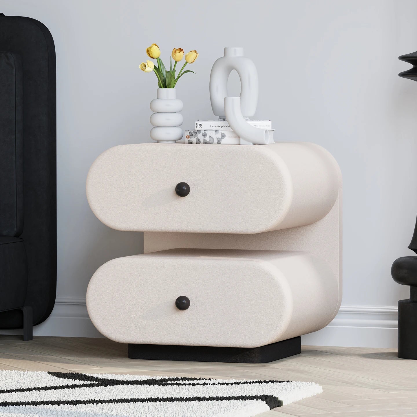 Cream Style Bedside Tables Creative Trendy Space Saving Nightstands Modern Luxury Aesthetic Mesitas De Noche Bedroom Furniture