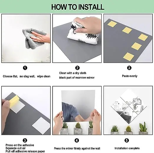 Square Self Adhesive Silver Acrylic Mirror Non Glass Safety Mirror 20x20cm 30x30cm For Baby Kids Playroom Home Wall Decor 4pcs