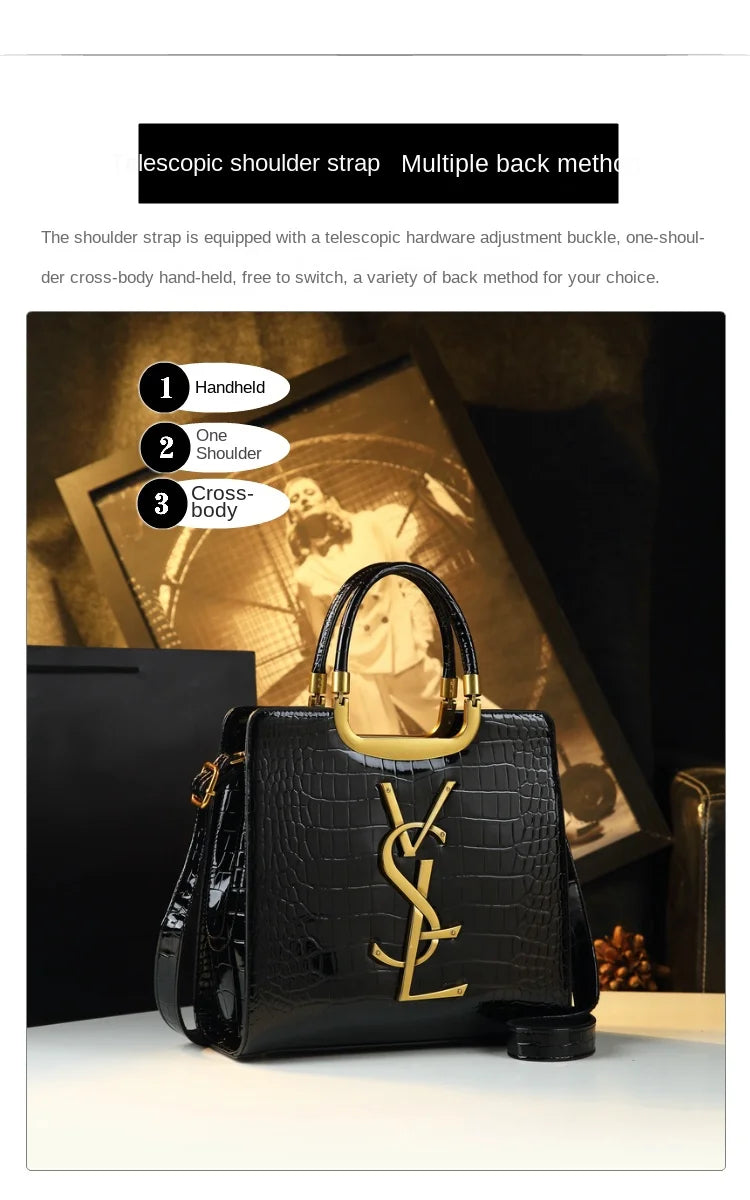 High-grade light luxury handbag 2024 new autumn and winter fashion Tote bag women's crocodile print single shoulder crossbodybag