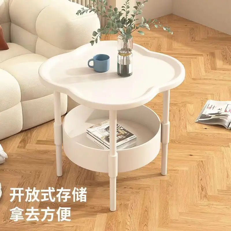 Cream Style Small Coffee Table Creative Side Table Double Layered Modern Simple Sofa Side Cabinet Table Storage rack