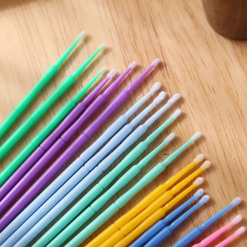 100PCS  For Eyelash Extension Tools Disposable MicroBrush Eyelashes Extension Individual Lash Removing Swab Micro Brush