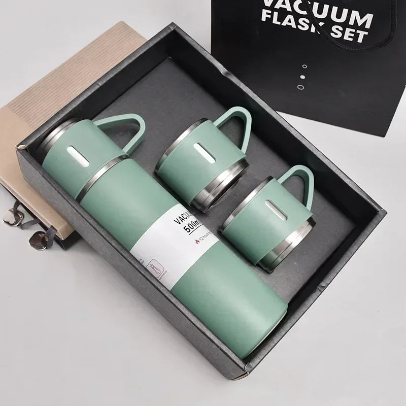 Stainless Steel Vacuum Flask Gift Set Business Style Thermos Bottle Outdoor Travel Insulation Cup for Couple Office Drinkware