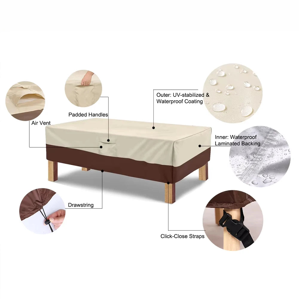 420D HEAVY DUTY Outdoor Garden Furniture Cover for Sofa Table Chair Patio Waterproof Wind-Proof Anti-UV Against Rain Snow