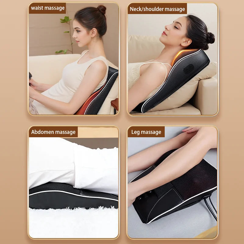 Electric Cervical Pillow For Neck Airbag Ttraction Shiatsu Head Body Back Waist Massager Car With Heating Vibrating Massage