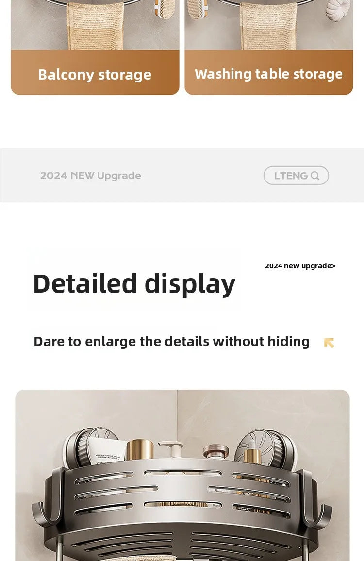 Bathroom suction cup triangular basket storage rack, bathroom washbasin corner, no need to drill holes, wall-mounted toilet