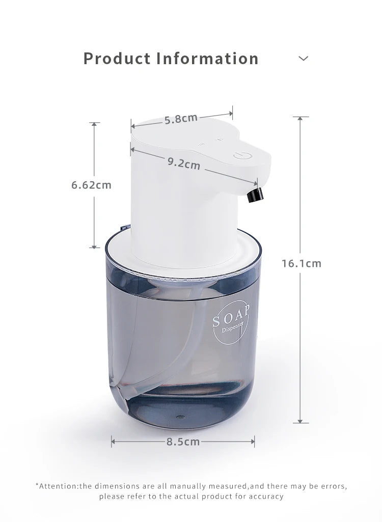 New Wall Mounted Automatic Soap Dispenser Foam Smart Hand Washing Machine 400ml Liquid Rechargeable Bathroom Induction Sensor