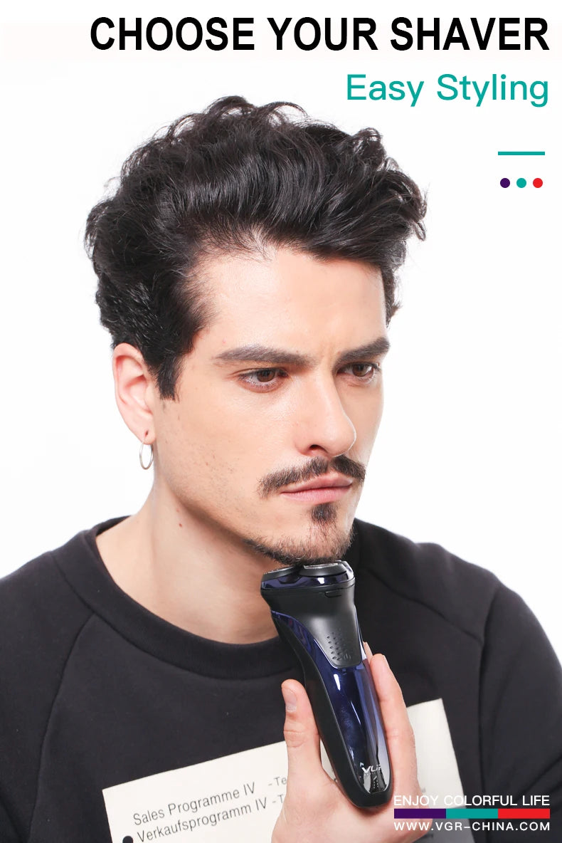 VGR Shaver Electric Razor Professional Shaving Machine Floating Beard Trimmer IPX7 Waterproof Rechargeable Shaver for Men V-306