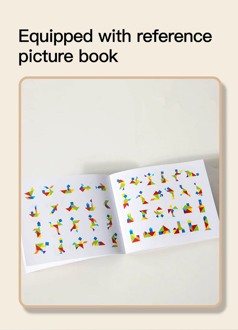 3D Wooden Tangram Jigsaw Puzzles Board Games Kids Montessori Educational Toys Children Kindergarten Geometric Shape Teaching Aid