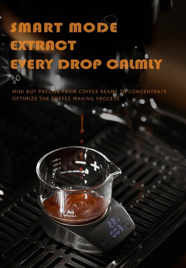 MUVNA-Mini Electronic Espresso Scale Weight 0.1g High Precision  LED Monitor Portable Coffee Scale Customized Receiving Cup Rod
