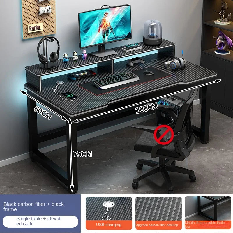 Shelf Living Room Office Desk Storage Standing Floor Metal Arbenic Computer Desks European Black Mesa De Escritorio Furniture