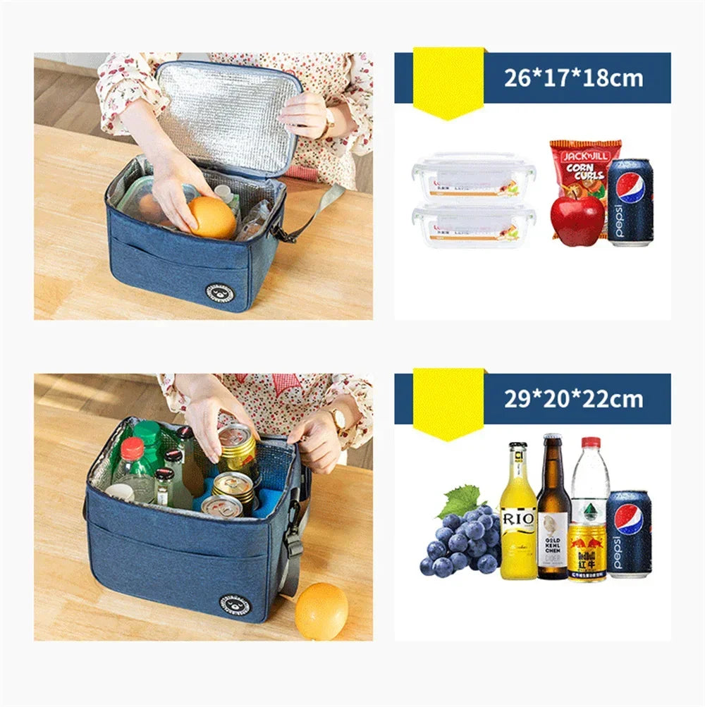 2024 New Portable Lunch Bag Food Thermal Box Waterproof Office Cooler Lunchbox With Shoulder Strap Insulated Case