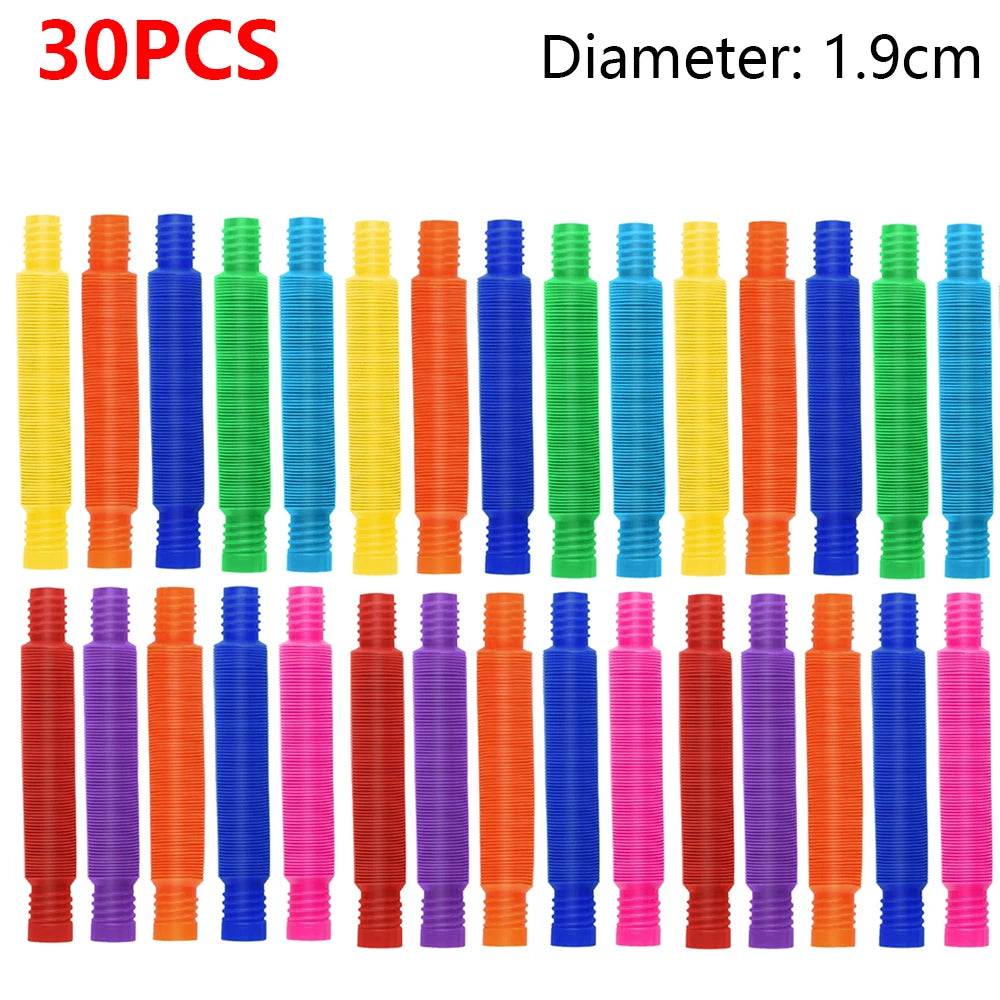 10Pcs Large Pop Tubes Fidget Toys Sensory Toy For Stress Anxiety Relief For Children Adults Learning Toys Toddlers Stretch Tubes