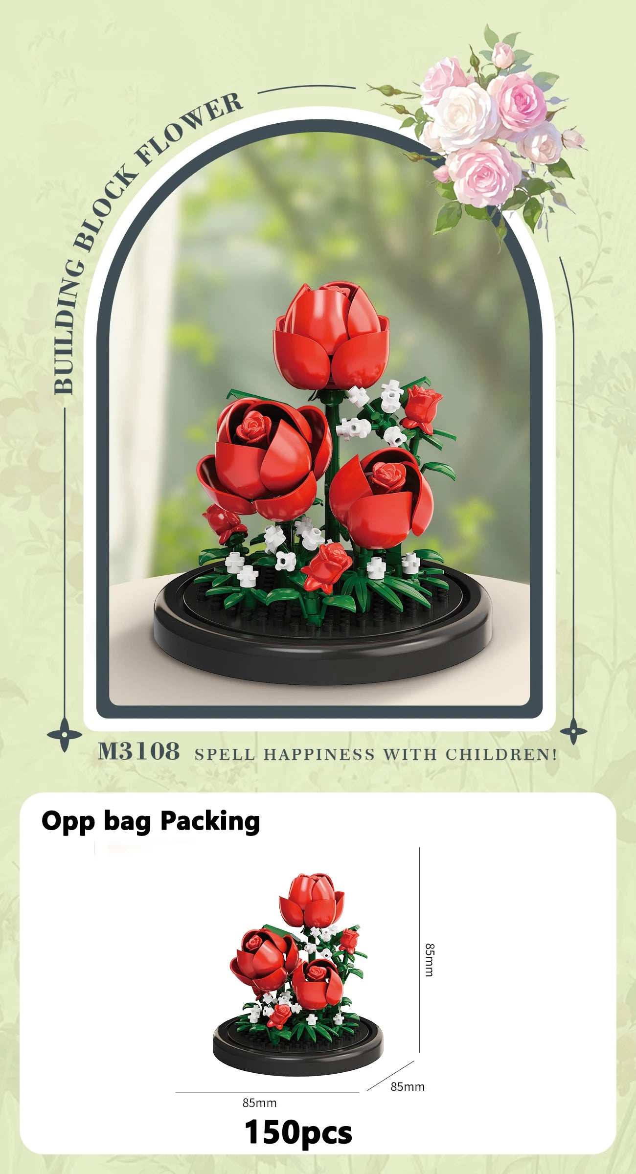 Eternal Flower Bouquet Bonsai Potted Plant Micro Building Blocks Model Home Decoration Puzzle Toys Kids Birthday Christmas Gifts