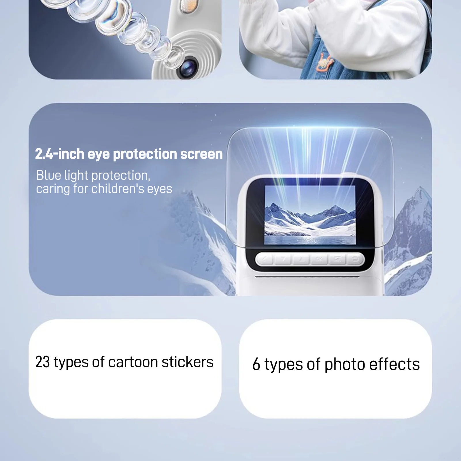 Color Printing Camera  Kids Instant Camera 32GB 1080P Thermal Print Digital Camera Print Photo Video Games Music Children Gift