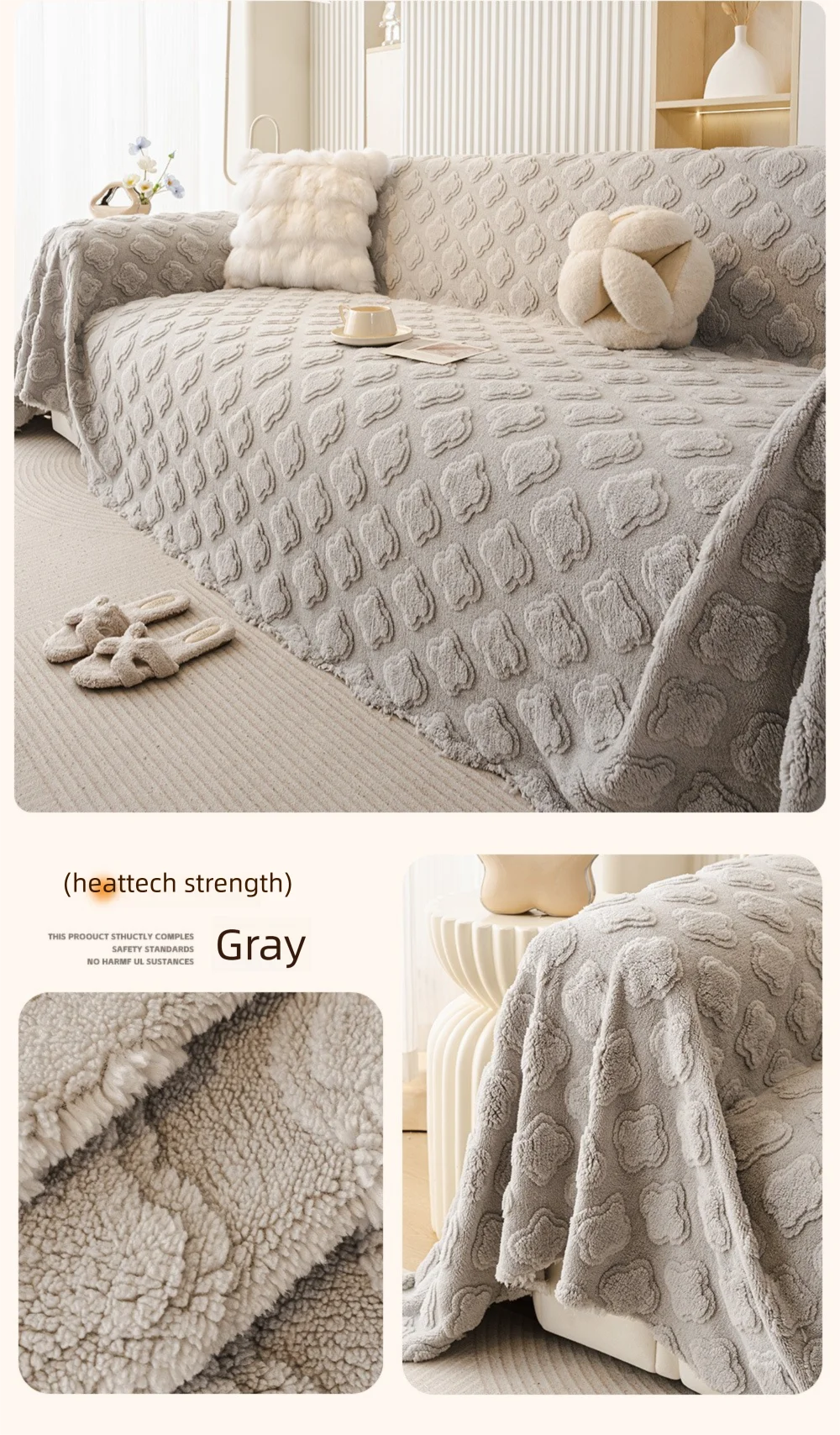 Winter Warm Thickened Sofa Cover French Cream Style Plush Shu Velveteen Full Coverage Slipcover Blanket