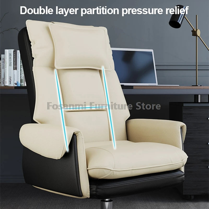 Adjustable Height Home Computer Office Chair with Soft Headrest Reclining Leather Gaming Armchair Ergonomic Swivel Desk Chairs