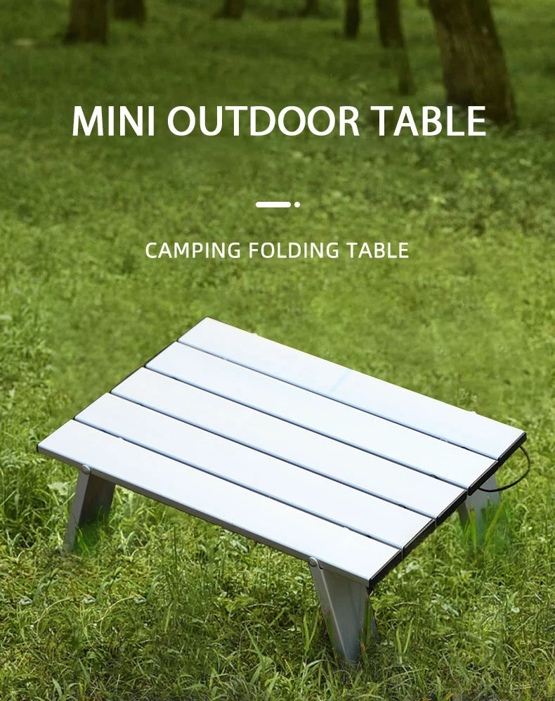 WESTTUNE Lightweight Roll Table Mini Folding Backpacking Fishing Picnic BBQ Outdoor Table Aluminum Living Room Dining Table