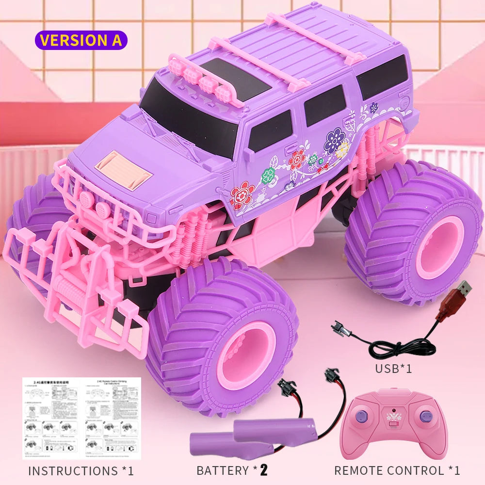 Pink RC Car Pickup Truck Electric Climbing Drop-resistant Stunt Remote Control Toy For Children Party Gift Christmas Ornament