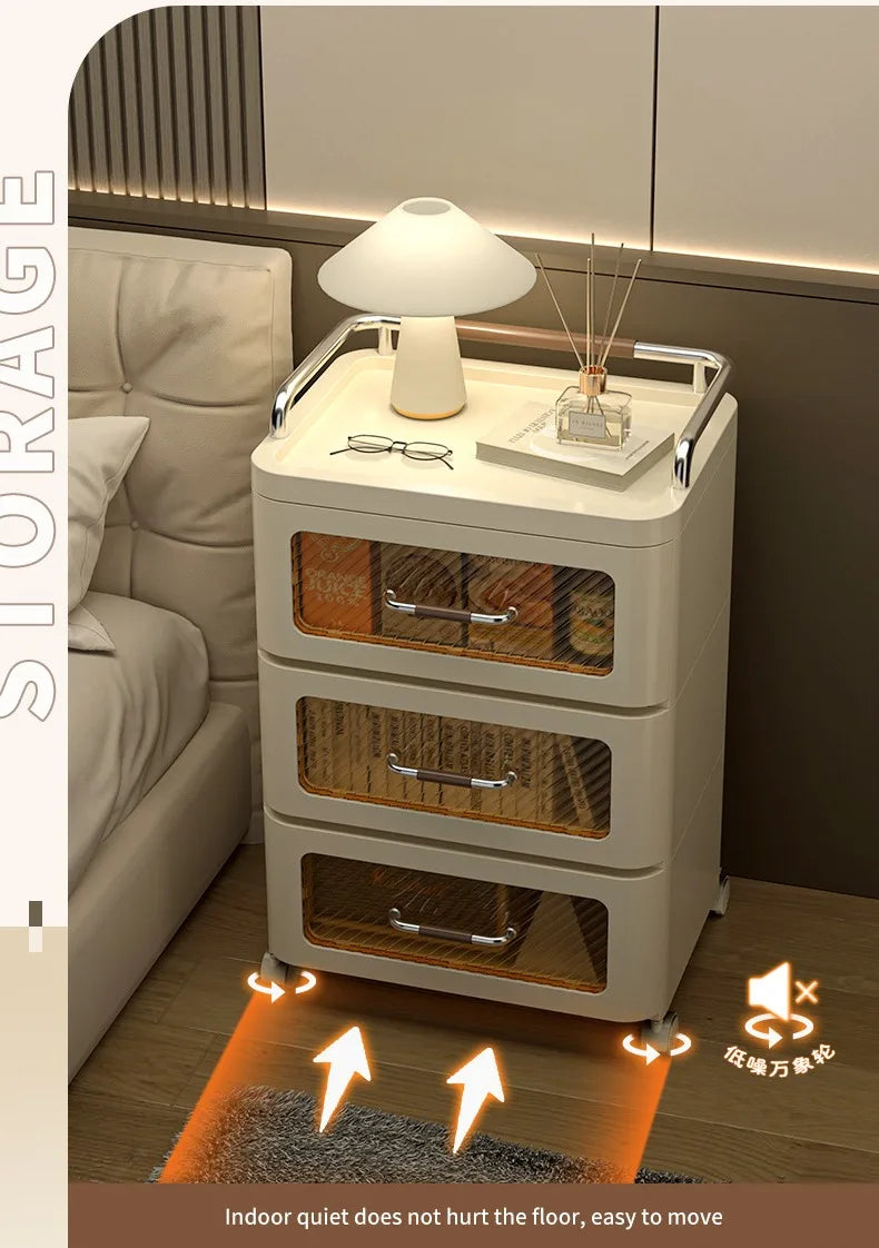 Storage Cabinet Drawer Style Household Snack Toy Storage Cabinet Mobile Layered Small Cart Storage Rack Removable Nightstand