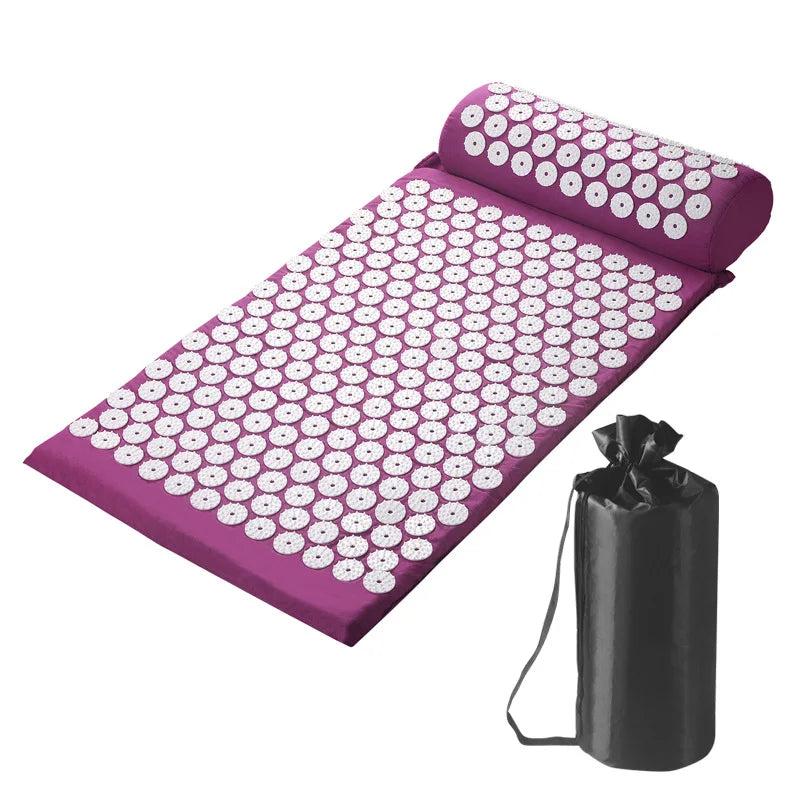 Acupressure Pillow With Storage Bag For Neck Back Foot Massage Pads Acupressure Mat Pillow Set Improves Bloods Circulation Mat