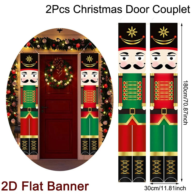 Nutcracker Santa Door Banner Decor 2025 Christmas Decorations for Home Xmas Hanging Ornaments Navidad Noel Gifts New Year 2026