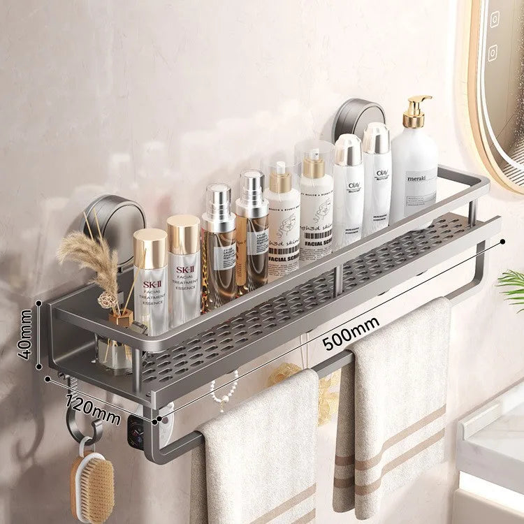 Suction Cup Bathroom Rack Bathroom Shelf Toilet Space Aluminum No Drill Hanging Rack Bathroom Organizer Hang On the Wall