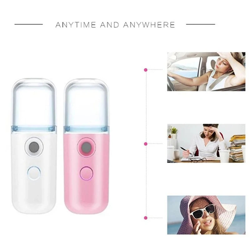 USB Portable 30ml Mini Nano Mist Sprayer Face Spray Facial Steamer Moisturizing Air Humidifier Skin Care Beauty Instruments