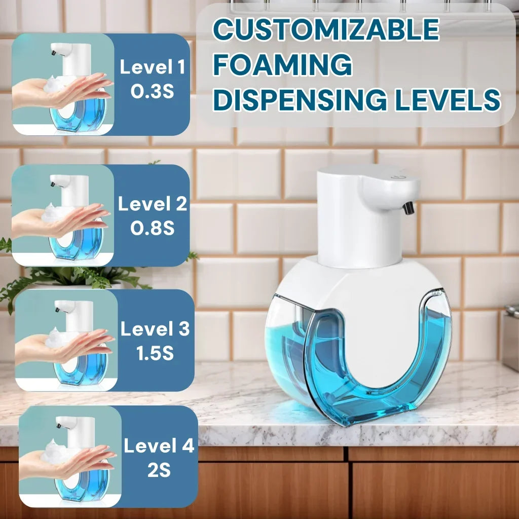 Automatic Smart Sensor Foam Soap Dispenser, Touchless Electric Motion Sensor Faucet with Rechargeable for Kitchen Bathroom