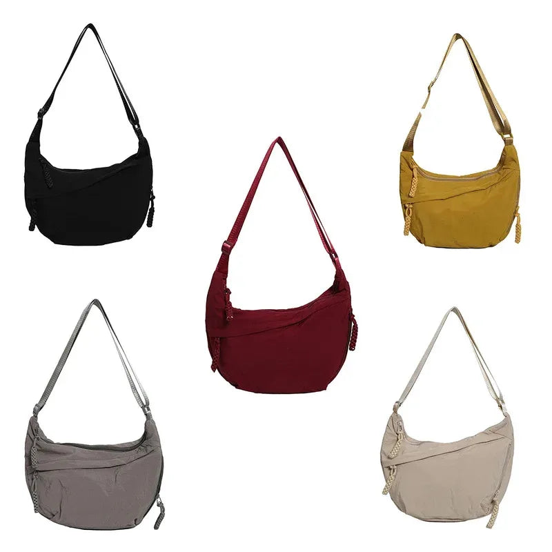 Solid color trendy shoulder bag, personalized multifunctional canvas bag, daily minimalist dumpling bag