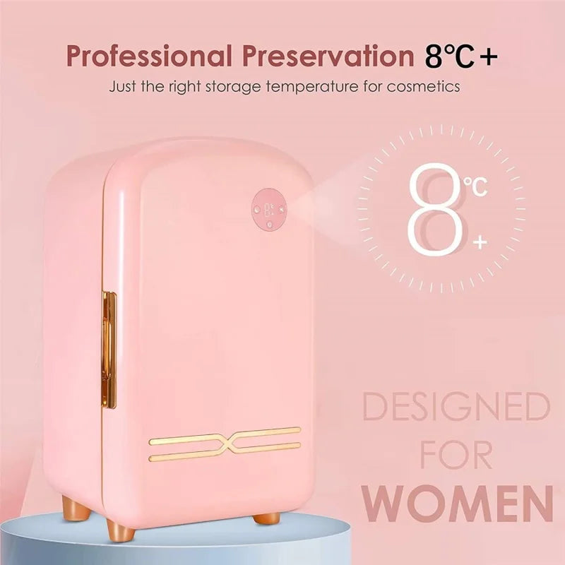 Mini Skin Care Fridge Makeup Cooler 8-18°C Constant Temperature LED Light Beauty Refrigerator for Bedroom Skin Care & Cosmetics