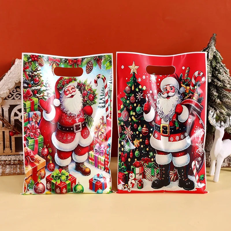 50pcs Christmas Gift Bags Christmas Decorations for Home 2025 Xmas Gifts New Year 2026 Santa Claus Snowman Candy Packaging Bags
