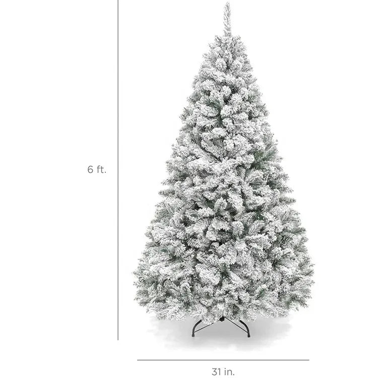 Realistic Snow Flocked Christmas Tree PVC Artificial Pine Tree White Snow Covered Xmas Tree for Store Window Decoration