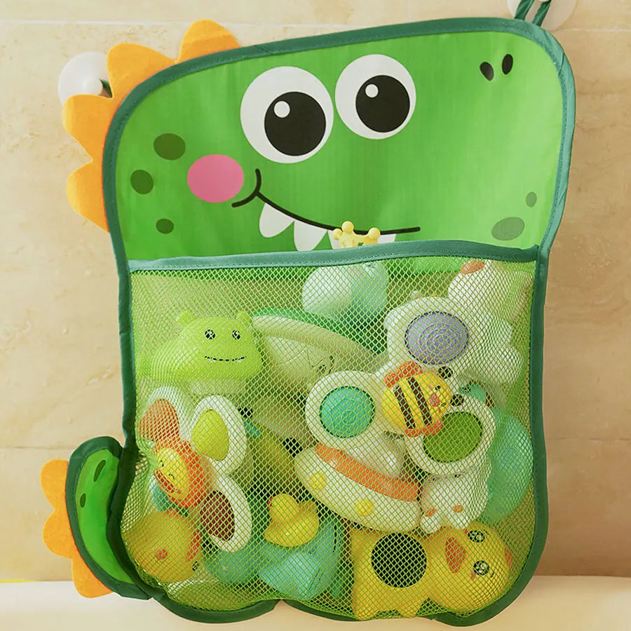 Cartoon Cute Multiple Storage Network Quick Drying Baby Bath Toy Storage Bag Bathroom Bath Bag with Suction Cup Hanging Bag