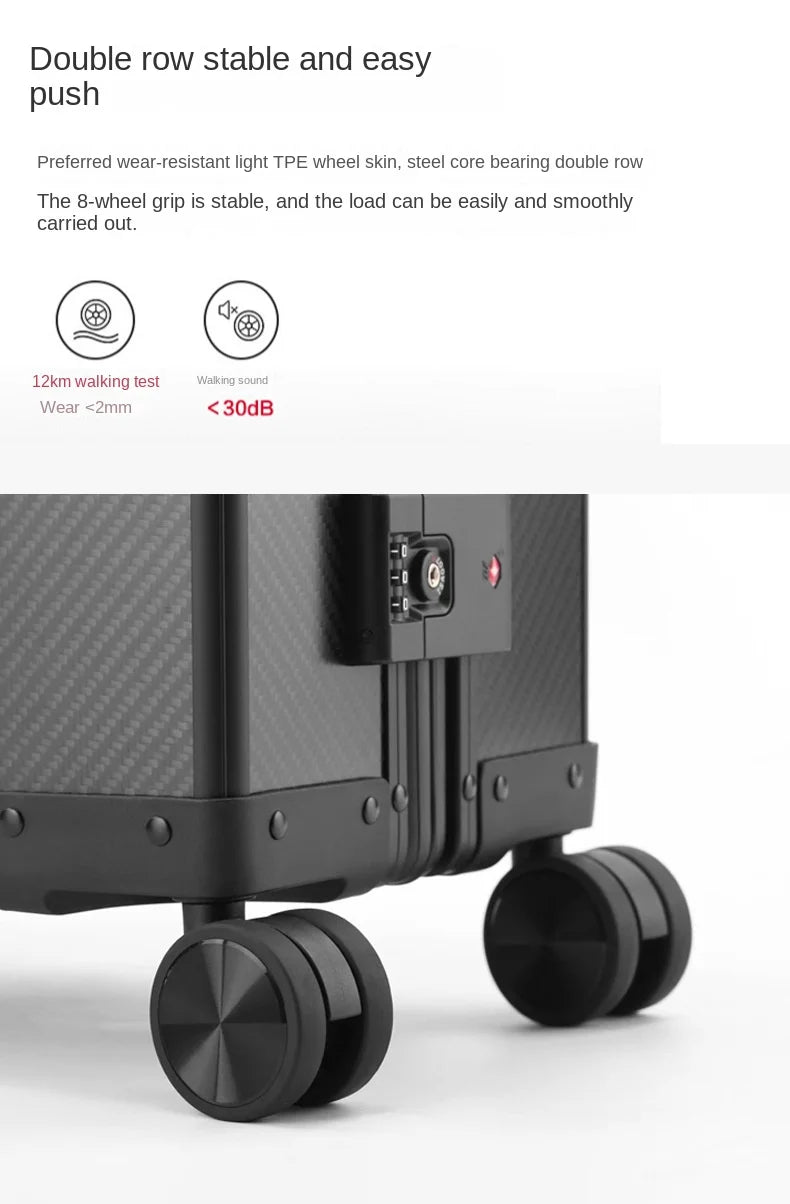 20″24″ Travel Suitcase Carbon Fiber Rolling luggage Carry-On Luggage Aluminum Frame Trolley Case With Wheels Business Boarding