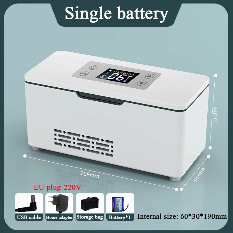 Car Portable Refrigerated Box Cool Box Cooler For Drug Growth Hormone Interferon Insulin USB Charging Thermostat Mini Fridge