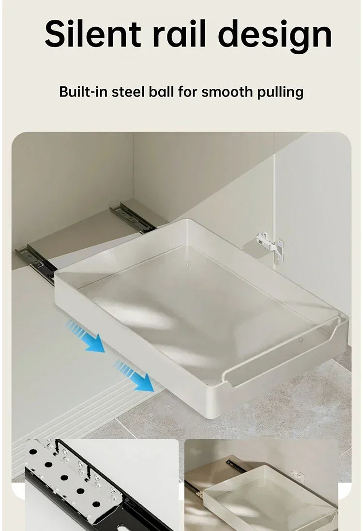 ZEXEF Kitchen Storage Box with Sliding Rail Pull-out Cabinet Storage Rack Spice Pantry Shelves Drawer Kitchen Organizer Basket