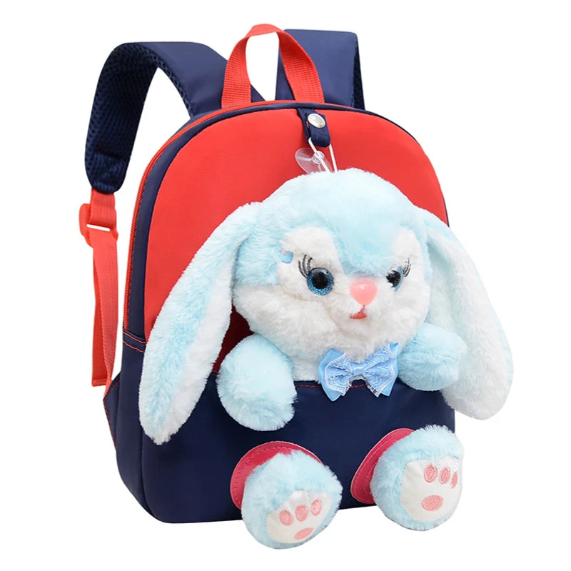 Cartoon Kindergarten Backpack New Children's School Bag Cute Plush Rabbit Doll Backpack