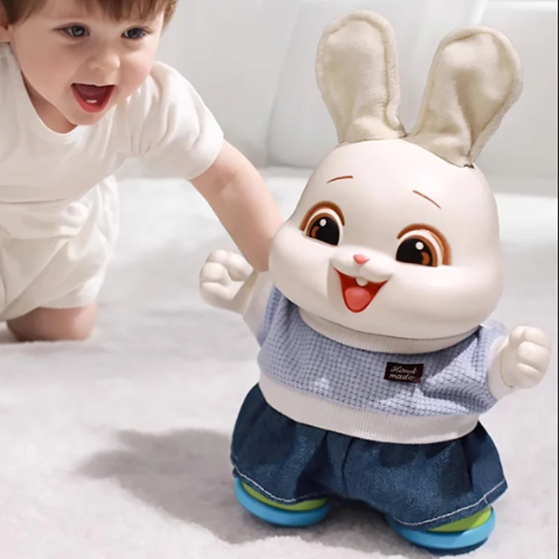 Electronic Rabbit Pets Kids Dancing Walking Encourages Crawling Moving Have Sound Interactive Toy for 3 Years Children Gifts