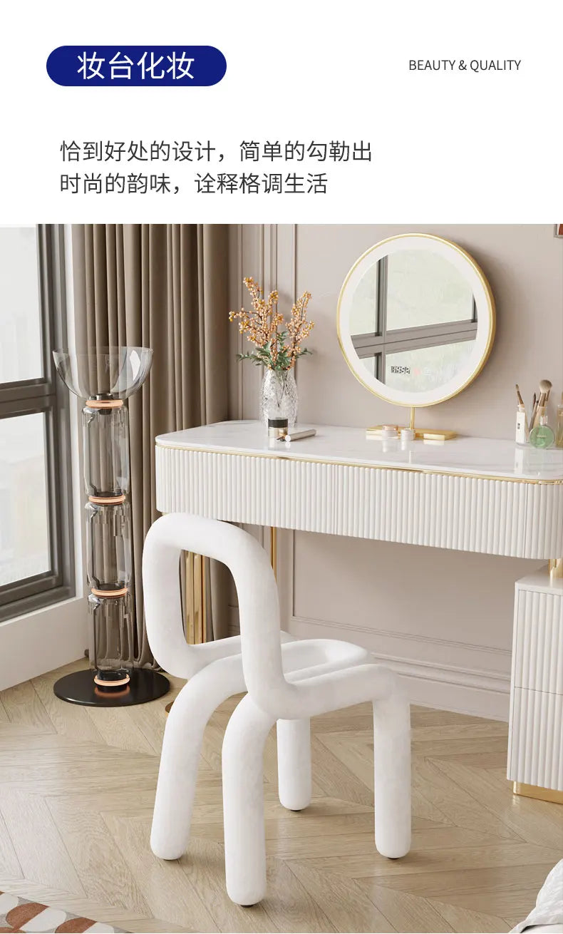 Nordic Style Creative Curved Chair, Plush Upholstered Kids/Accent Living Room Furniture