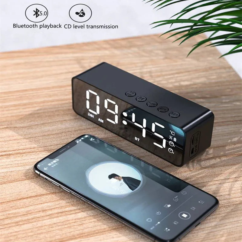 Alarm Clock Radio FM Bluetooth Speaker Portable Subwoofer Caixa De Som Sound Box Music Wireless Mini Woofers Bocina Lamp Column