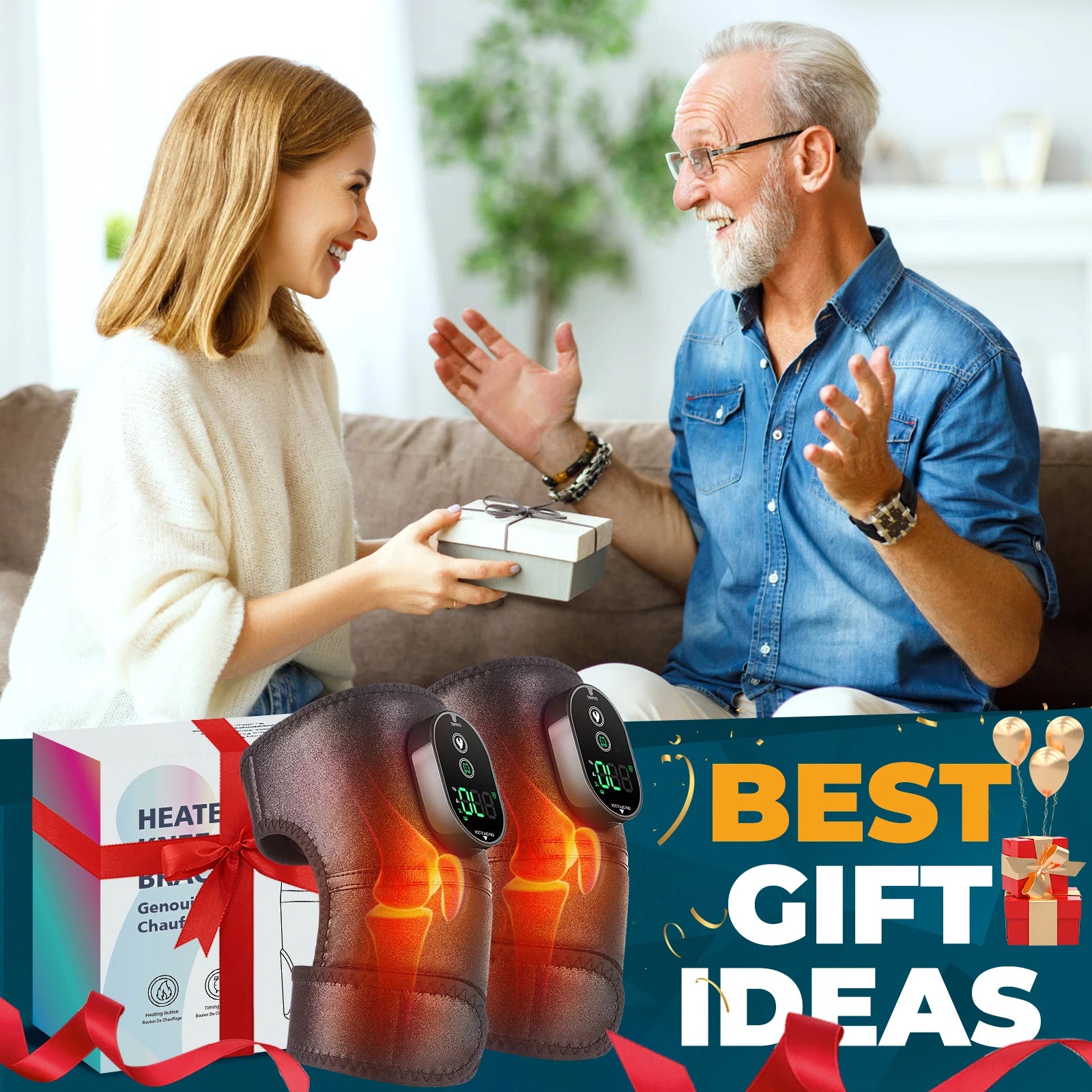 3 in 1 Heating Knee Pad Knee Shoulder Massager Support Shoulders Elbows Knees Joint Brace Muscle Relax Promote Blood Circulation