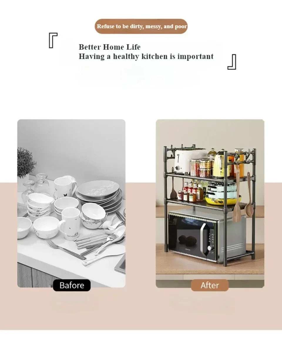 Multi Layer Kitchen Storage Rack Microwave Oven Rack Simple Vertical Storage Rack Kitchen Accessories Countertop Seasoning Rack