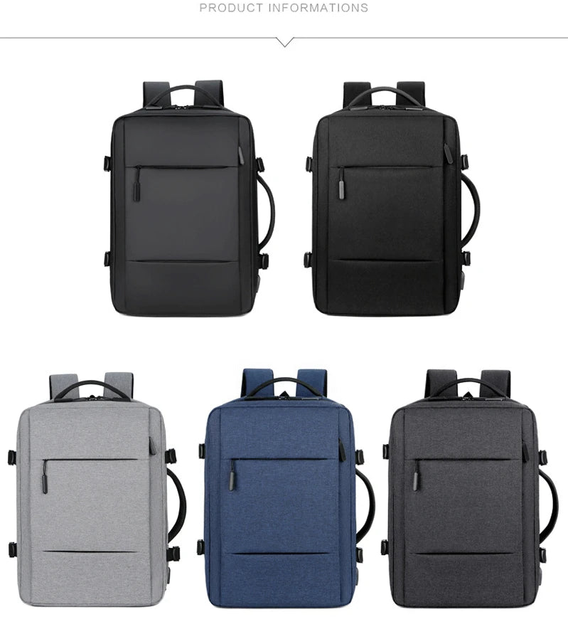 Travel Backpack Men Business Backpack School Expandable USB Bag Large Capacity Laptop Waterproof Fashion Backpack