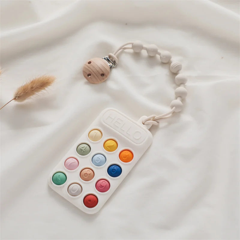 Baby Phone Teether Toy Telephone Sleeping Pacifier Clip Bracelet Simulation Phone Toys Early Educational Learning Toy Kids Gifts