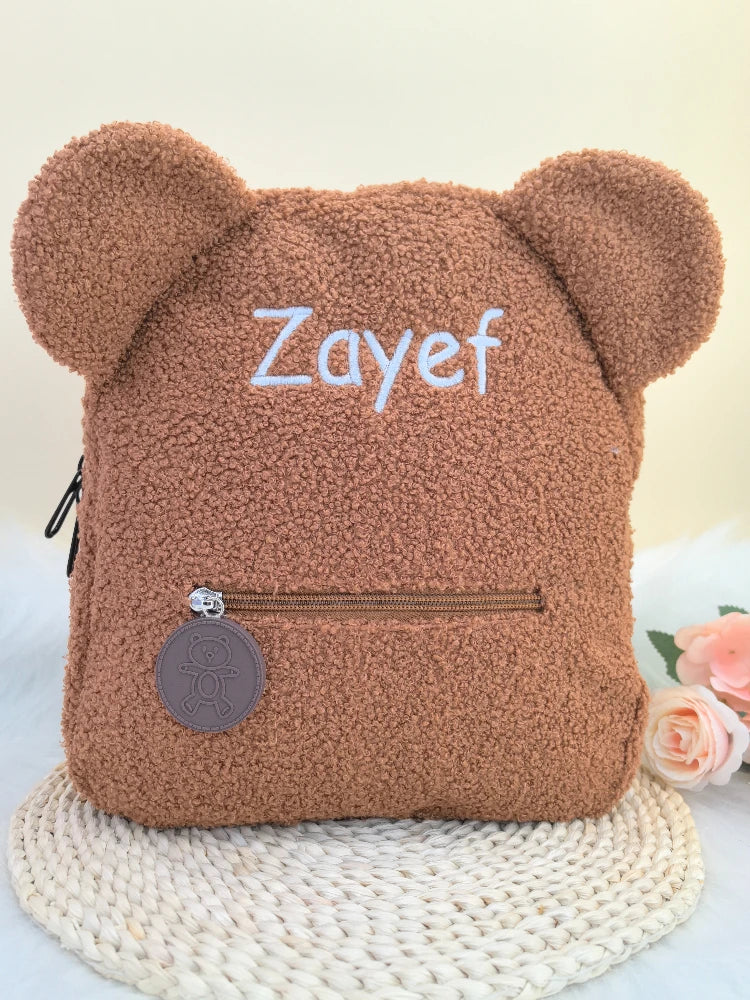 Personalized Custom name Embroidered Newborn letter Nursery Baby Bear backpack Cute cartoon Bag Gifts  Boy Girl children