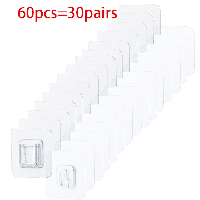 Double-Sided Adhesive Wall Hooks Hanger Strong Transparent Suction Cup Sucker Hooks Kitchen Bathroom Storage Plug Socket Holders