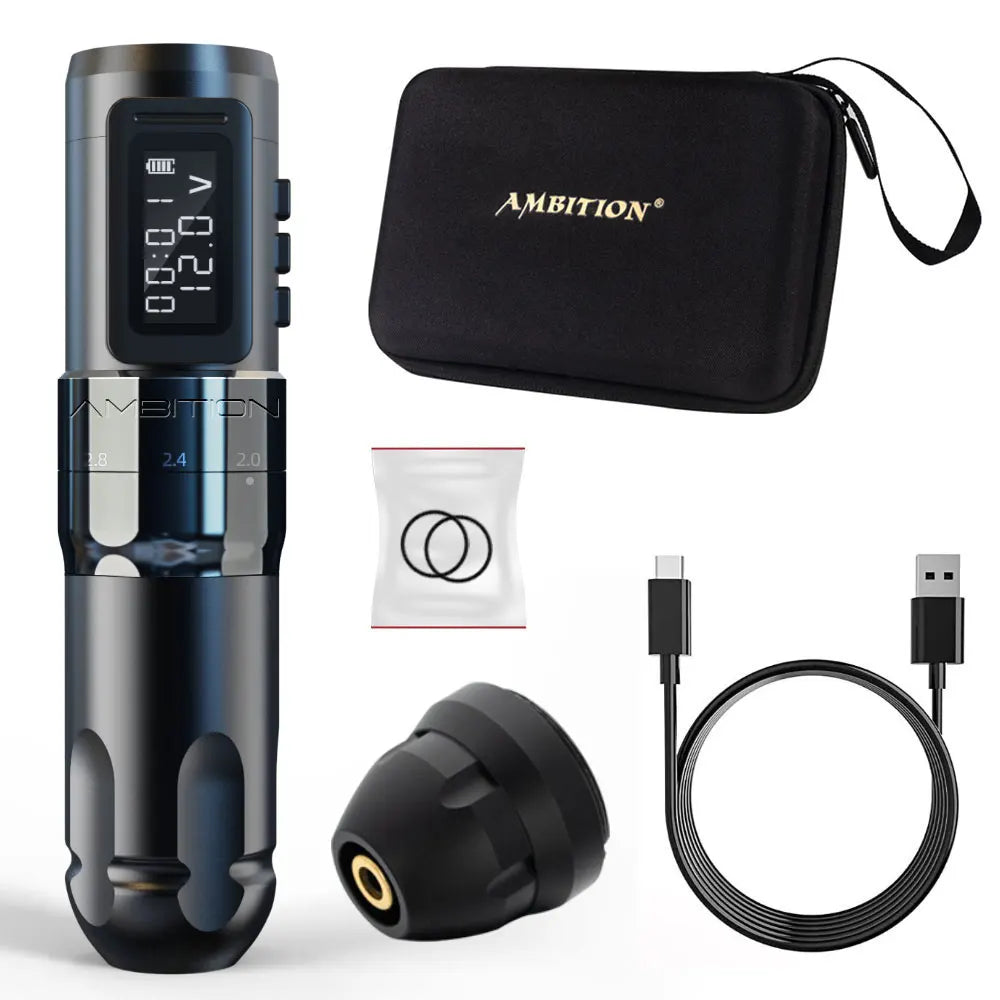 Ambition MARS-U Professional Wireless Tattoo Machine Pen Adjustable Stroke 2.2-4.2mm Cartridge 1800mAh Coreless Motor Tattoo Art